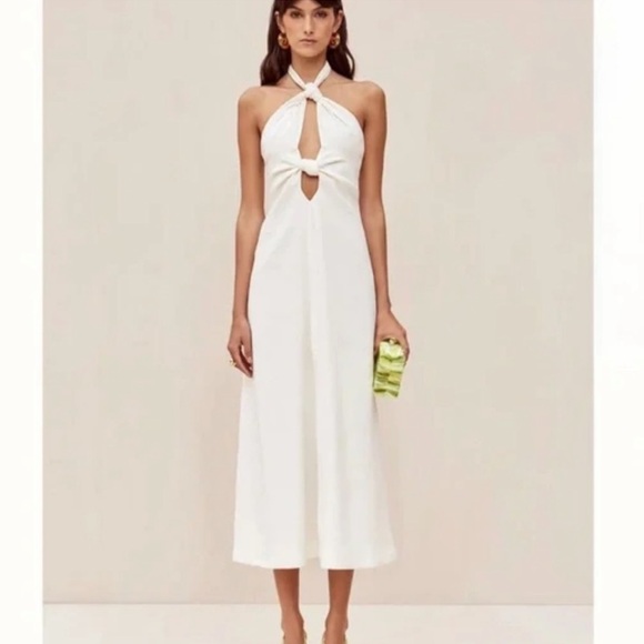 cult gaia Dresses & Skirts - CULT GAIA linen Elegant White Halter Dress
